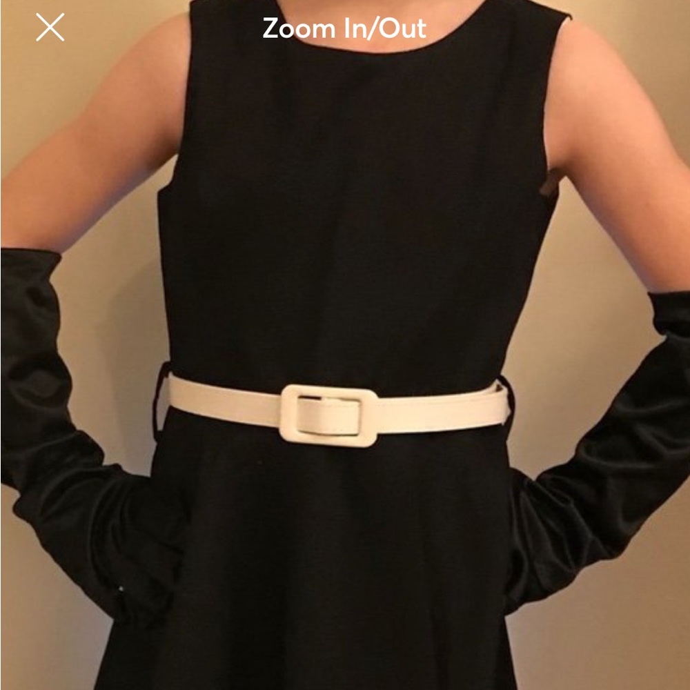 Audrey Hepburn dress, gloves, sunglasses, belt